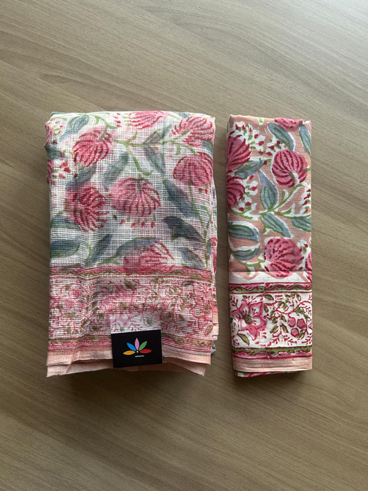 Handblock Printed Kota Doria Saree -19342