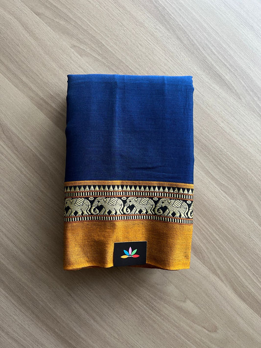 Elephant Border Narayanpet Mercerized Cotton Saree -19474