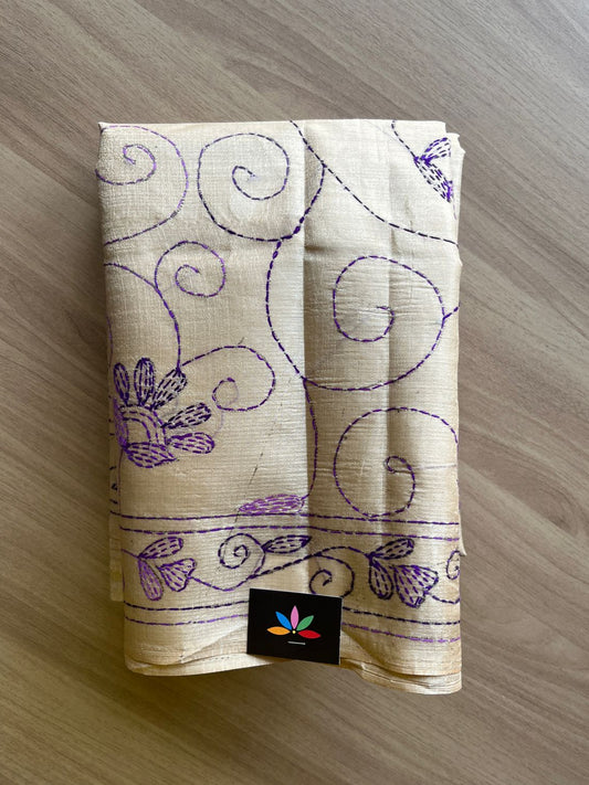 Kantha Hand Stitched Art Silk Saree-19568