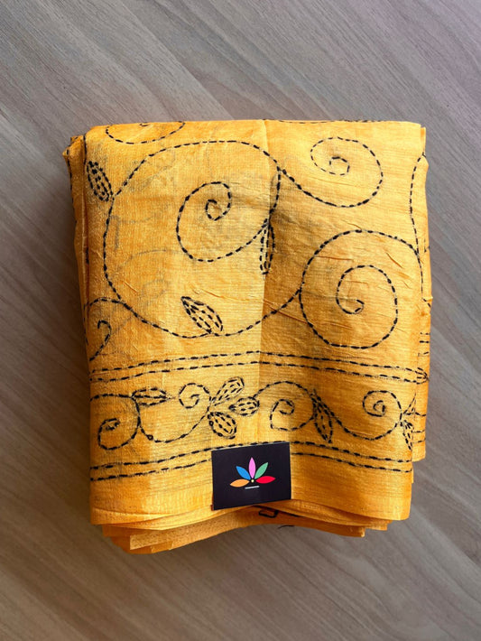 Kantha Hand Stitched Art Silk Saree-19570