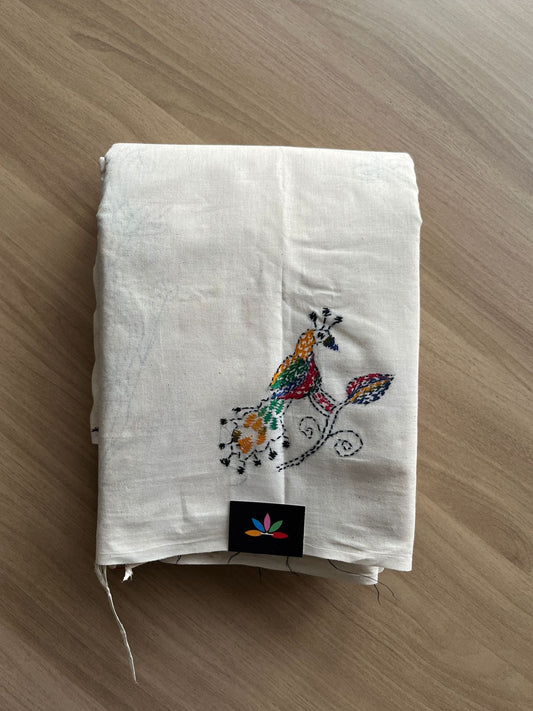 Kantha Stitch Cotton Saree -19576