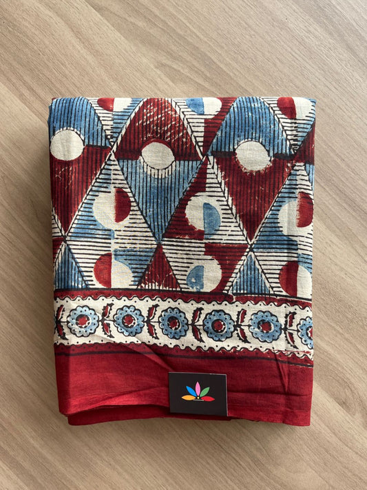 Natural Dye Ajrakh Handblock Printed Cotton Saree-19866