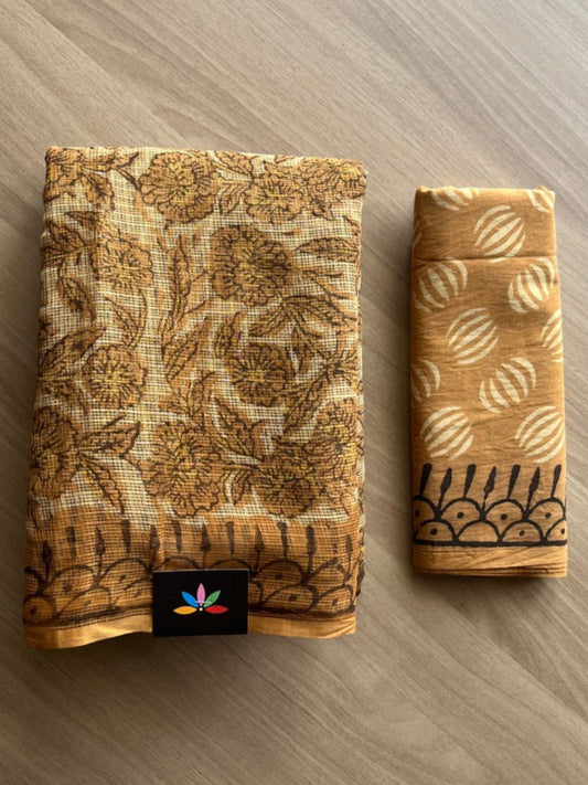 Handblock Printed Kota Doria Saree -20251-20252