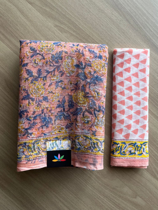 Handblock Printed Kota Doria Saree -20263-20264