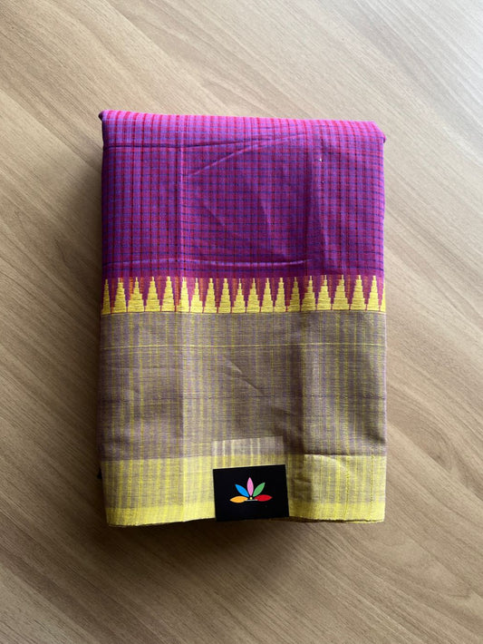 Missing checks Handloom Mangalagiri Cotton Saree-20552