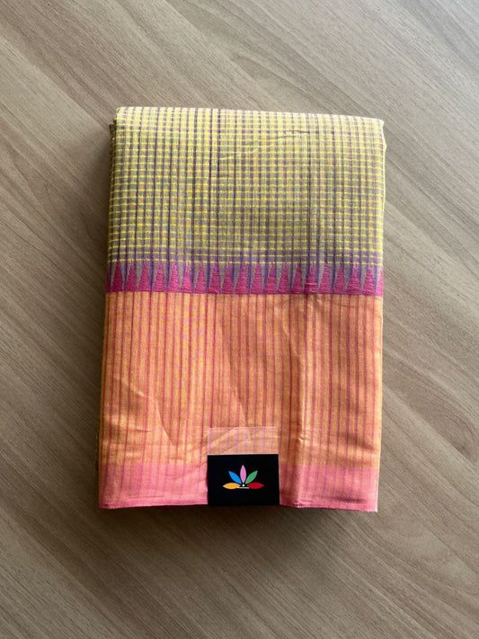 Missing checks Handloom Mangalagiri Cotton Saree-20555