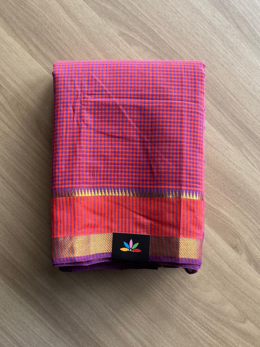 Handwoven Zari Border Mangalagiri Cotton Saree-20567