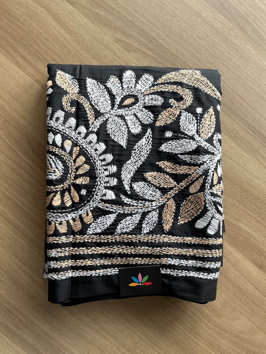 Kantha Stitch Semi Bangalore Silk Saree - 20622