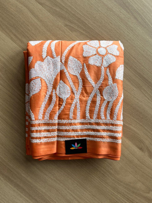 Kantha Stitch Semi Bangalore Silk Saree - 20627