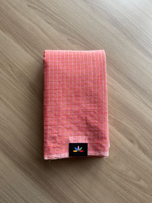 Simple Zari Checks Cotton Saree (Without blouse) - 20633