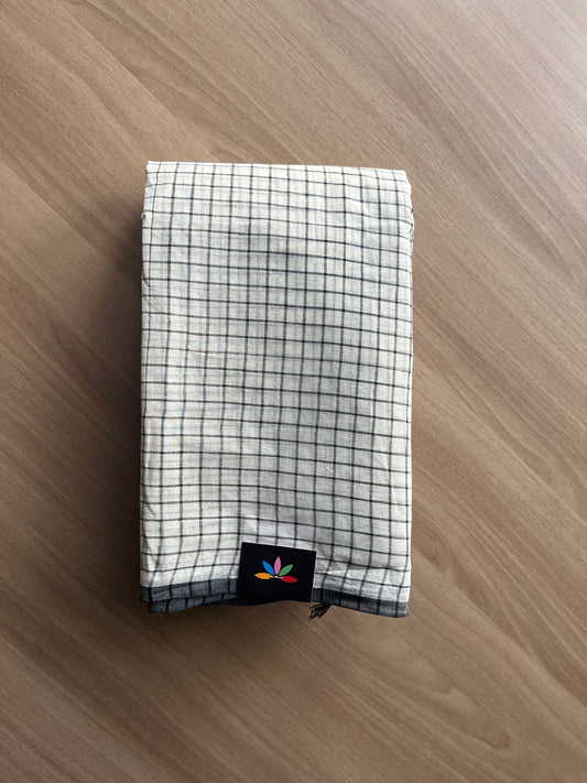 Simple Checked Handloom Cotton Saree (Without blouse) -23024-23026