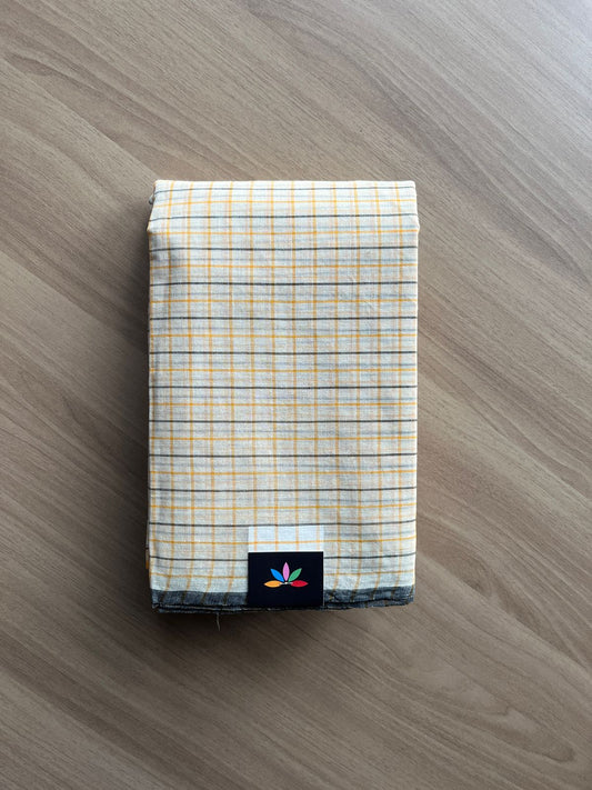 Simple Checked Handloom Cotton Starched Saree (Without blouse) -23018-23019