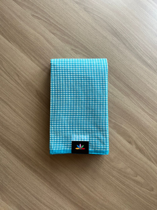 Small Checked Cotton Starched Saree (Without blouse)- 23129- 23131