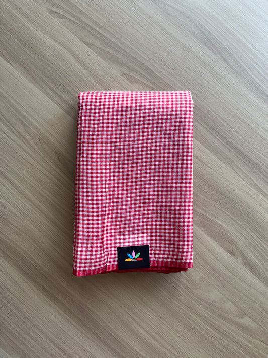 Small Checked Cotton Starched Saree (Without blouse)- 23118 - 23121