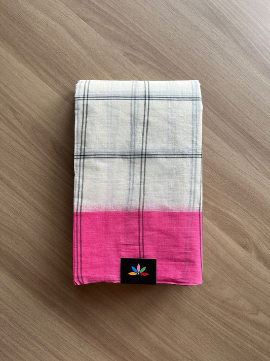 Checked Cotton Starched Saree (Without blouse)- 23006-23007