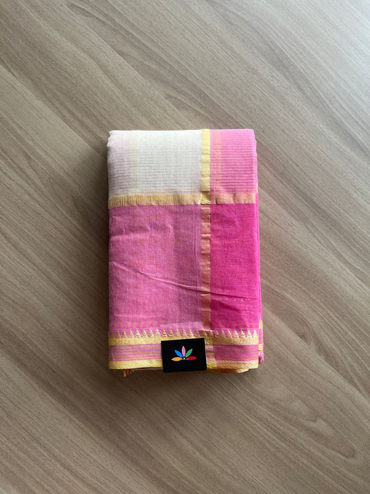 Simple Checked Cotton Starched Saree (Without blouse)- 23186- 23189
