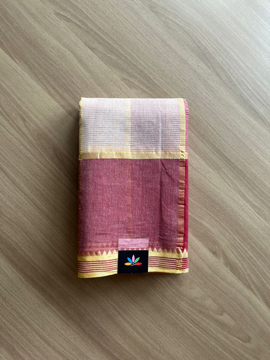 Simple Checked Cotton Starched Saree (Without blouse)- 23178 - 23181