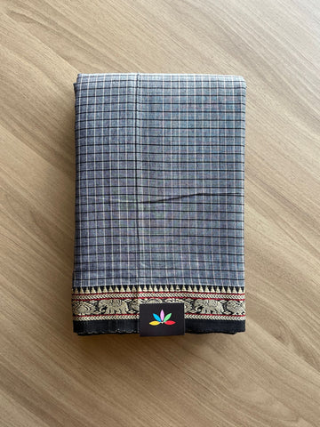 Checked Small Border Narayanpet Cotton Saree -20841-20842
