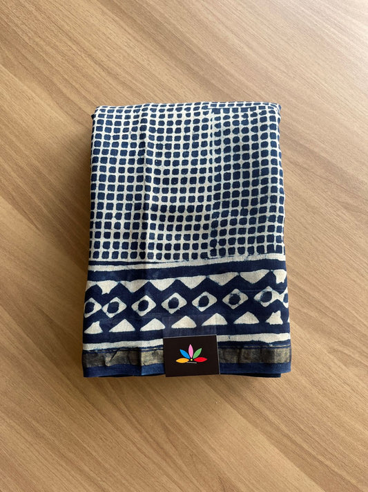 Handblock Printed Chanderi Cotton Silk Saree -20981