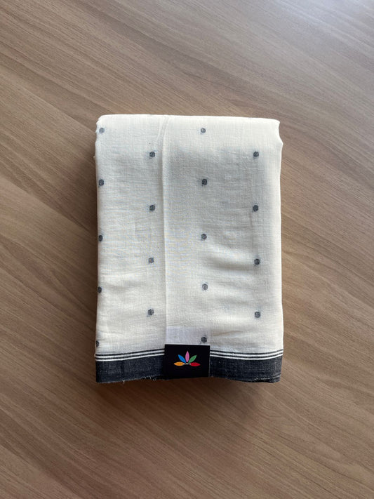 Handspun and Handwoven Fine Soft Cotton Jamdani Saree-21030