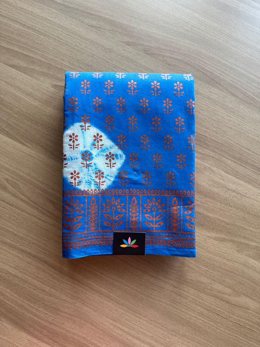 Copper Floral Print Multi Colour Cotton Saree-21074