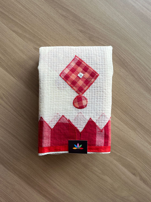 Appliqué work Kota Checks Saree (Without blouse) -23098-23099