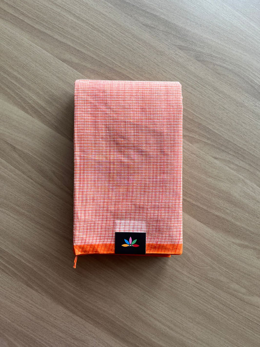 Checked Handloom Cotton Saree (Starched) -21569-21570