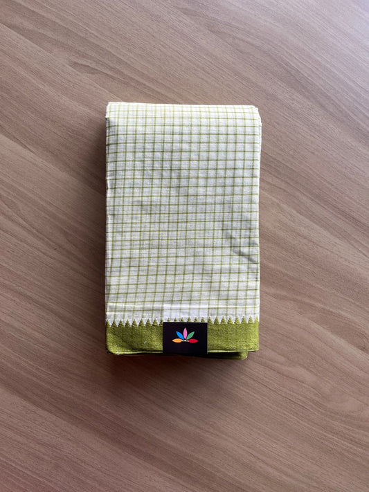 Checked Handloom Cotton Saree (Without blouse) -23135 -23136