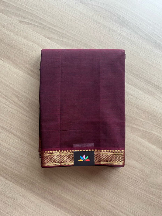 Handloom Mangalagiri Solid Weave Nizam Border Cotton Saree-22081
