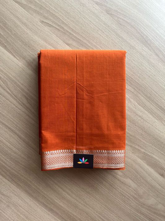 Handloom Mangalagiri Solid Weave Nizam Border Cotton Saree-22084