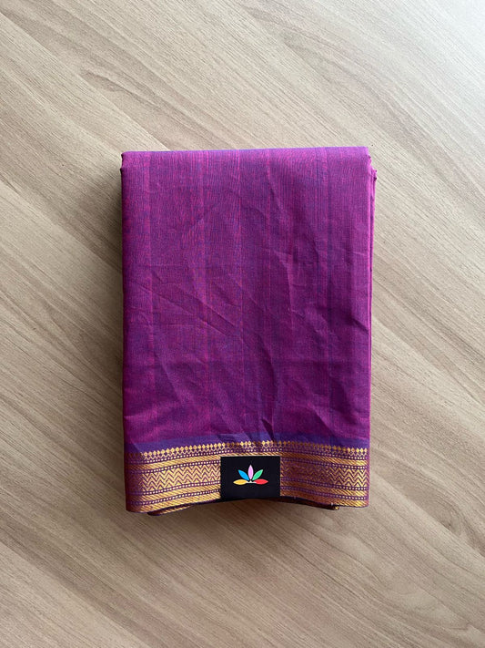Handloom Mangalagiri Solid Weave Nizam Border Cotton Saree-22085