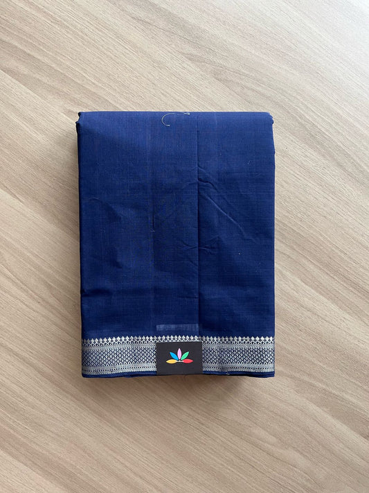 Handloom Mangalagiri Solid Weave Nizam Border Cotton Saree-22087