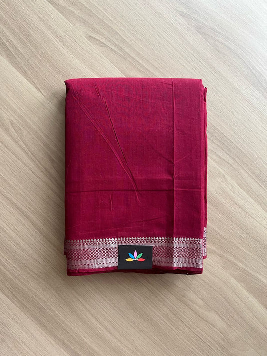 Handloom Mangalagiri Solid Weave Nizam Border Cotton Saree-22089