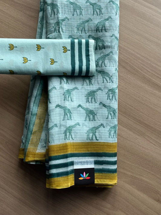 Handblock Printed Kota Doria Saree -22329