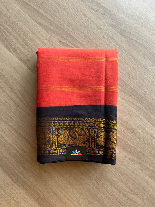 Contrast Annam Border Striped Cotton Saree-22361