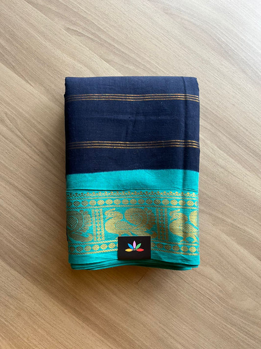 Contrast Annam Border Striped Cotton Saree--22363