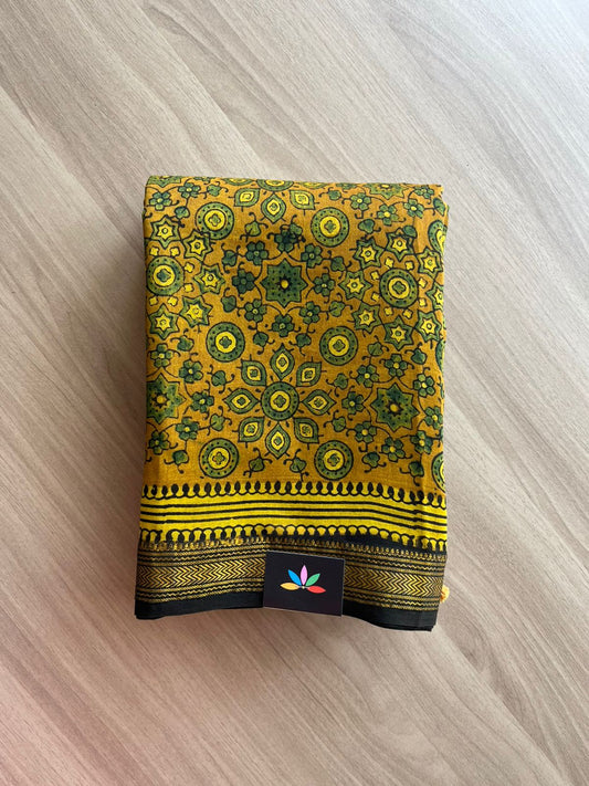 Ajrakh Maheshwari Silk Cotton Saree-22439