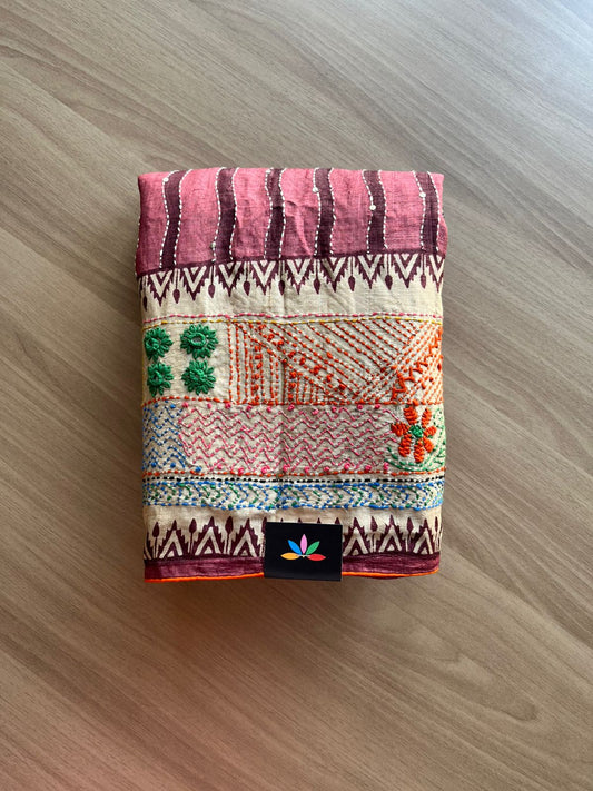 Handcrafted with Embroidery Pure Desi Tussar Silk Saree-22469