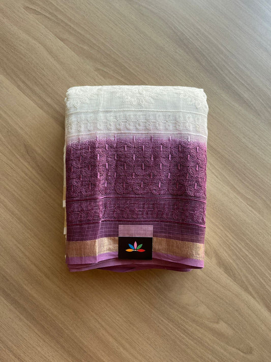 Double Color All Over Machine Embroidered Kota Saree-22505