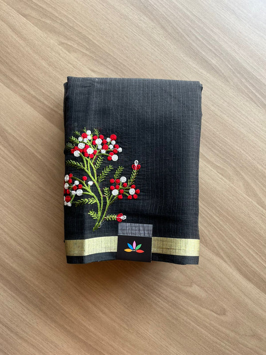 Machine Embroidered Blended Kota Saree-22508