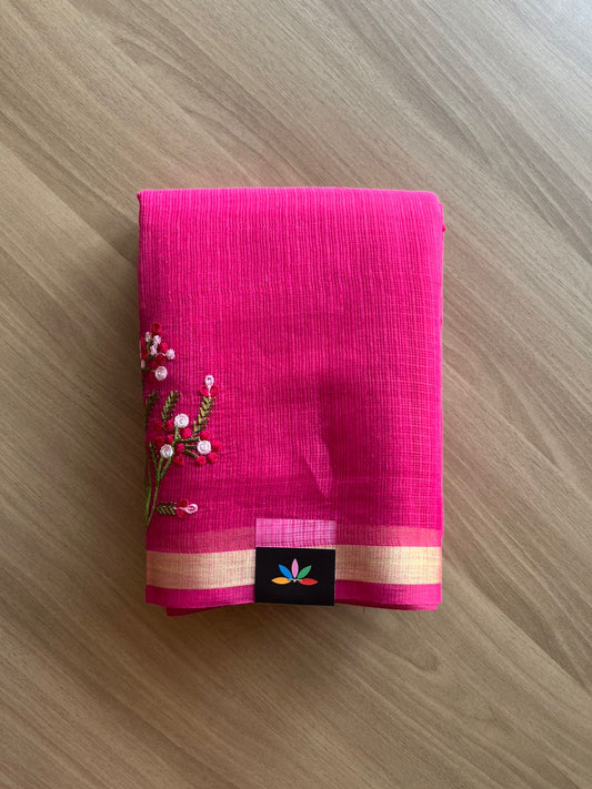 Machine Embroidered Blended Kota Saree-22509