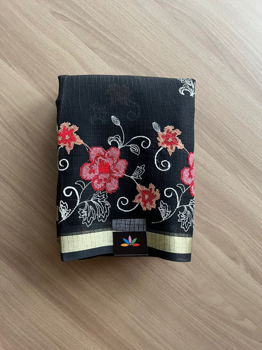 Machine Embroidered Blended Kota Saree-22522