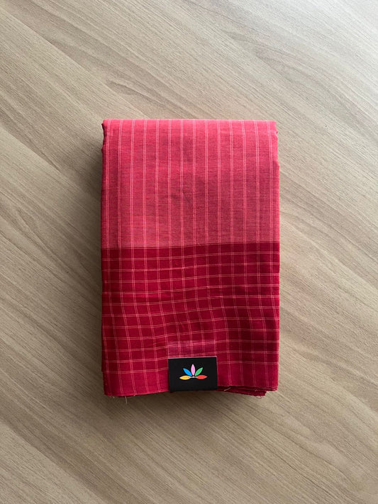 Stripped Cotton Saree with Checked Border-22586-22588