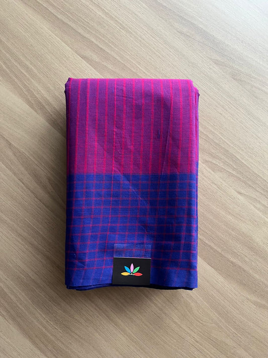 Stripped Cotton Saree with Checked Border-22589-22590
