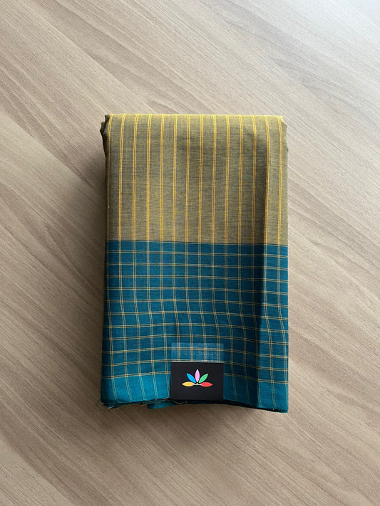 Stripped Cotton Saree with Checked Border-22593-22594