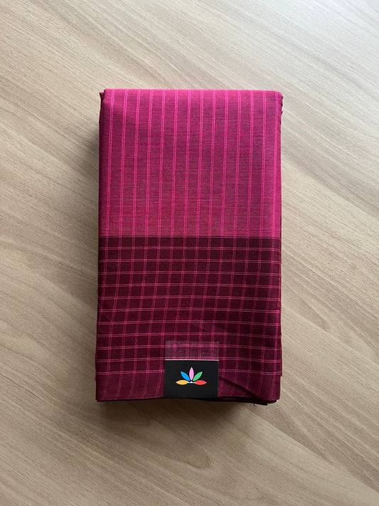 Stripped Cotton Saree with Checked Border-22595-22596