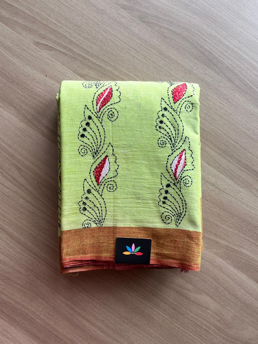 Kantha Stitch Cotton Saree -22634