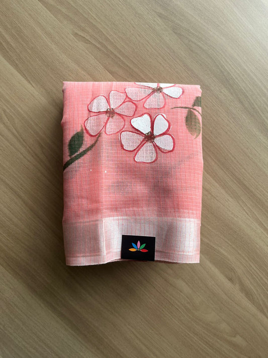 Handbrush Printed Blended Kota Saree-22714