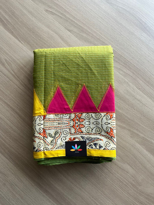 Appliqué work Kota Checks Saree (Without blouse) -22798