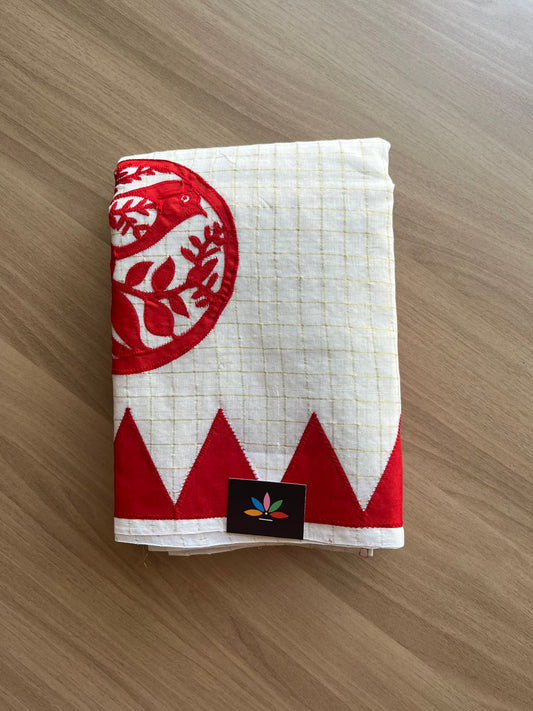 Appliqué work Bengal Cotton Saree (Without blouse) -22808